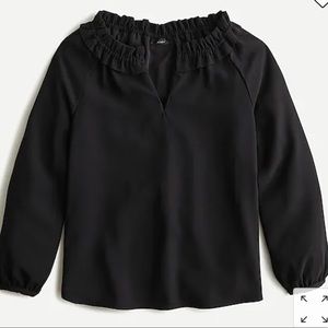 J CREW Drapey ruffleneck top in 365 crepe Size 2XL